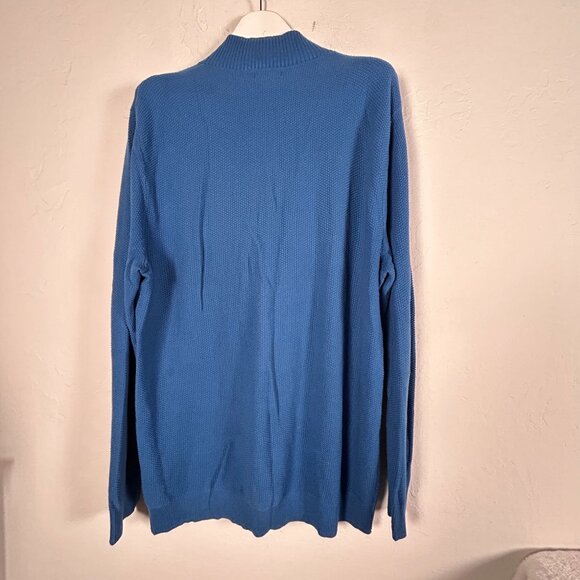 Alfani Mens Blue Quarter-Zip Mock Neck Pullover Sweater XL Cotton Textured Knit - Picture 2 of 8